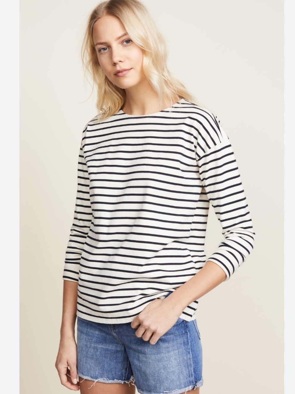 KULE The Boyfriend Long Sleeve Breton Stripe Tee XS excellent condition